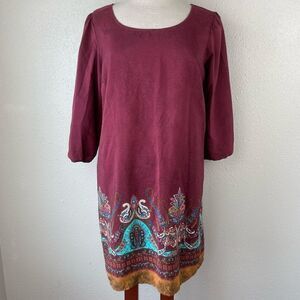 BeBop Paisley Maroon Tunic Top Size L